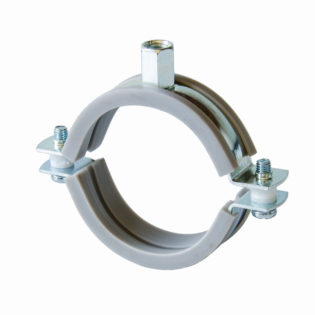 Two-screw silicone/slide pipe clamp with clamping head M8/M10