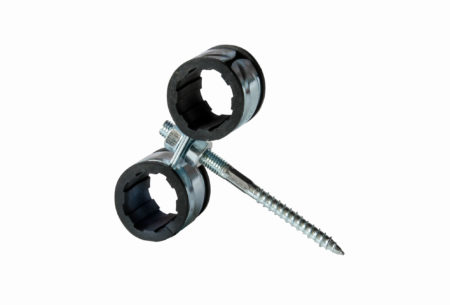 Double pipe clamps with rubber lining and KOMBI screw