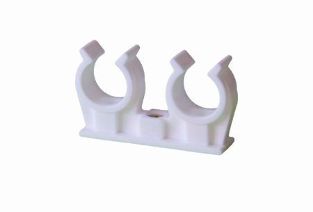Cpr double plastic pipe clip and Cpr double plastic pipe clip with thread M6 for copper pipes and cable distribution systems