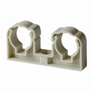 Duble plastic pipe clips for PLASTIC pipes – grey